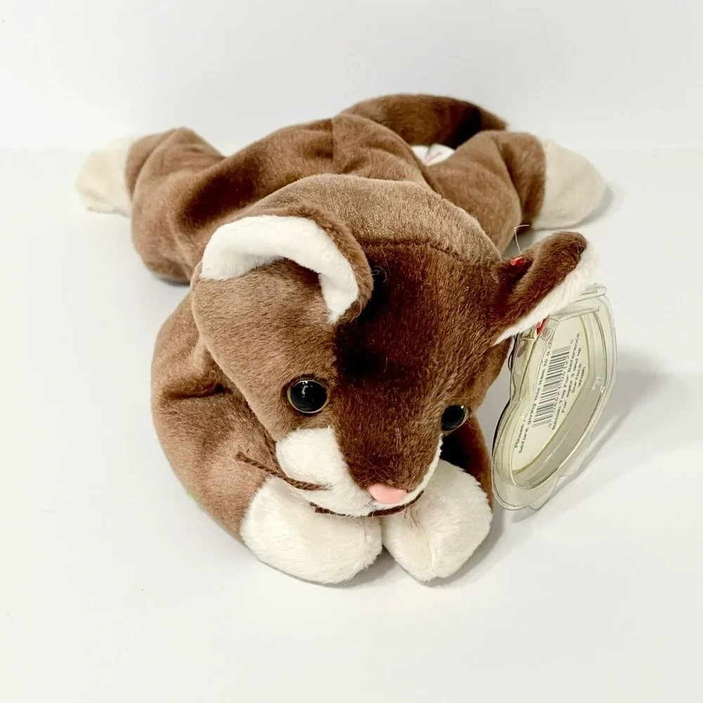 Ty Beanie Baby Pounce the Cat Stuffed Animal Brown
